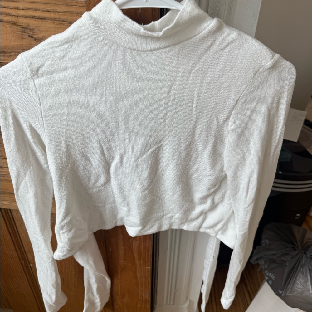 Garage White Cropped Sweater